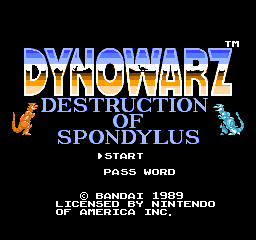 Dynowarz - Destruction of Spondylus (USA) Title Screen
